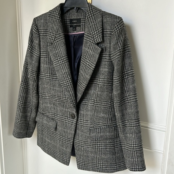 J. Crew Willa Blazer in Houndstooth Wool Grey Black Size 8 - Picture 4 of 16